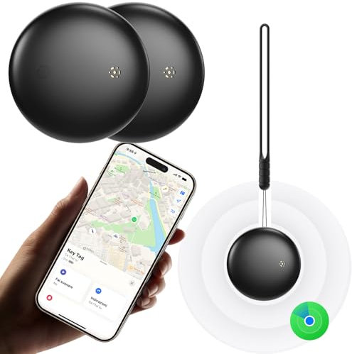 Schlüsselfinder Air Tracker Smart Tag - 2 Stück, Objektfinder, Kompatibel mit der App Wo ist? (nur iOS), Weltweiter Tracking, Austauschbarer Akku, Tracker für Schlüssel/Koffer/Taschen