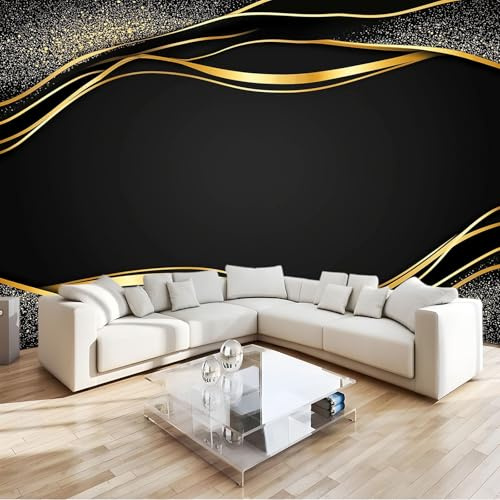 Générique Papier Peint Photo Design de luxe Noir Or200 x 140 cm (W x h) Non-Tissé Poster Géant Mural 3D Décoration Murale Premium, Pour Salon Chambre Adulte Chambre D'Enfants & Bureau