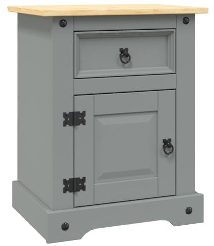 Outdoor-Möbel, Nachtschrank, mexikanisches Kiefernholz, Corona-Serie, Grau, 53 x 39 x 66 cm, Möbel