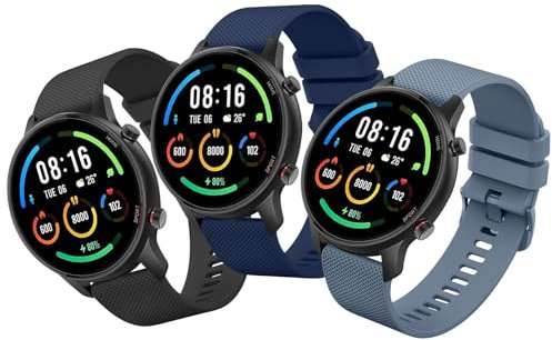 Mugust 3 Piezas Correas para Xiaomi Mi Watch/Xiaomi Watch S1/Xiaomi Watch S1 Active/Xiaomi Mi Watch Color Sport Mujer Hombre,22mm Silicona Pulseras para Xiaomi Mi Watch(Negro/AzulGris/Azul)