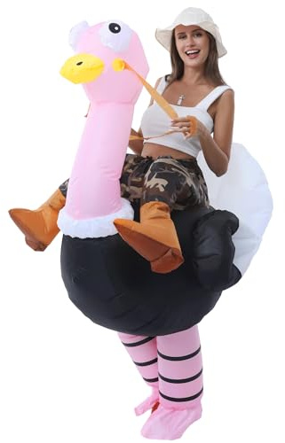 JOYBRO Disfraz Hinchable de Avestruz para Adultos, Divertido Traje de Montar Avestruz para Hombres y Mujeres, Ideal para Halloween, Navidad, Cosplay y Fiestas Temáticas, Talla Única 150–190 cm
