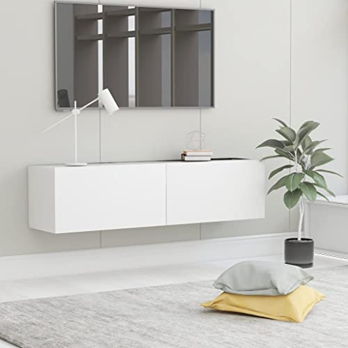 Myheimly TV Schrank mit 2 Klapptüren TV Möbel,Hängeboard,Lowboard Fernsehtisch Fernsehschrank Sideboard Holzwerkstoff Weiß,120 cm
