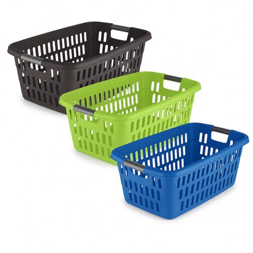 Wäschekorb ohne Tragegriff 60 L Plastik Wäschesammler Korb Aufbewarungskorb Aufbewahrung Wäschebehälter Zufällige Farbauswahl 61 x 41 x 25 cm