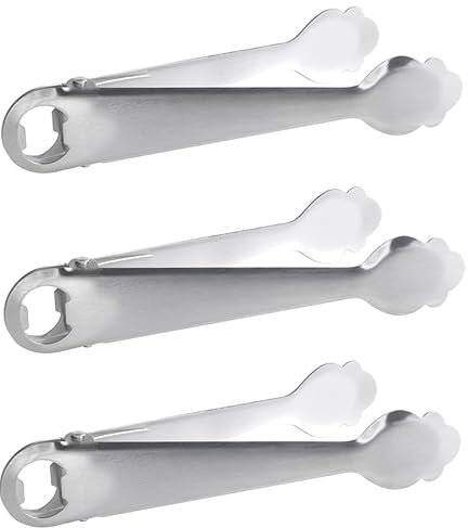 Pinzas para Hielo y refrescos - Abridor refrescos todo en uno - Servir cubitos de hielo y alimentos en cocinas, bares, pub y restaurantes - Uso doméstico y profesional - Preparar cocteles (3 unidades)