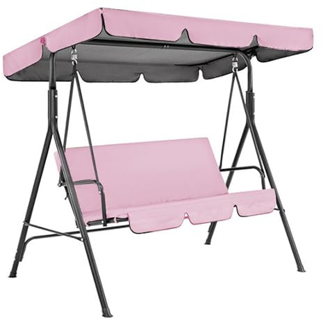 IUOUTG Swing Canopy Replacement Cover And Cushion Set, 2/3 Seater Waterproof Porch Swing Top Cover, 210D Oxford Patio Hammock Protection For Outdoor