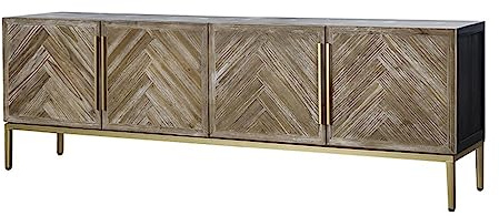 uotmui TV-Ständer Nordischer TV-Schrank, moderner, minimalistischer Industrie-Stil, Bodenschrank, Wohnzimmerschrank, Spind mit 4 Spindtüren TV-Schränke fürs Wohnzimmer(L-180cm)