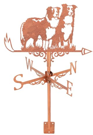 SUPERDANT Sheepdog Weather Vane Dogs Wind Vanes for Yard Animals Metal Weathervane Roof Mount for Gardens Outside Reddish Copper