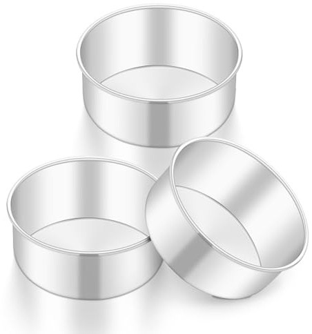 Onader 5 Inch Round Cake Tin Set of 3, Stainless Steel Small Cake Mould Pan for Baking, Ideal for Birthday Christmas Wedding Layer Cakes, Non-Toxic & Healthy, Mirror Finished & Dishwasher Safe