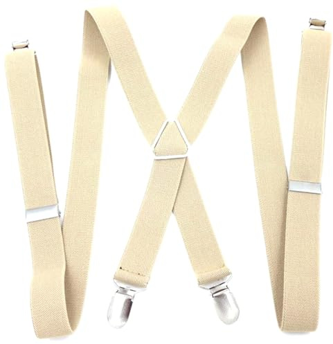 HELBAY Salopette à bretelles croisées pour homme, 4 clips, simple et confortable, idéale pour un usage quotidien décontracté. Longueur : 100 cm, largeur : 2,5 cm.