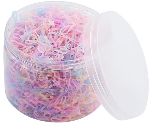2500 Piezas Gomas Pelo Pequeña, Minigomas elásticas de colores arcoíris, Mini Gomas Pelo, Elásticas Transparentes Pequeñas Goma Elastica Suaves Gomitas Pelo para Cabello Trenzado Peinados