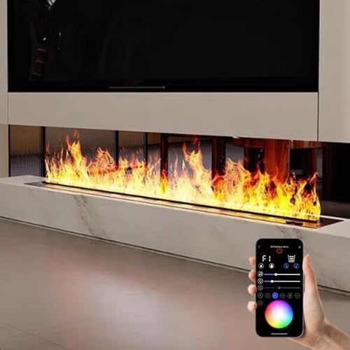 XJBWSDE Camino Elettrico, Caminetti elettrici a Vapore acqueo 3D, Fiamma atomizzata realistica, Colori Multipli e Regolazione della Fiamma, Riempimento Automatico dell'Acqua multicolorApp-1000mm