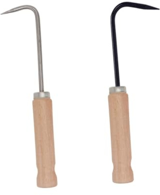 DOITOOL 2 pièces Outil Désherber Portable avec Manche Bois Extracteur de Racines Manuel Acier Inoxydable et Acier Léger pour Jardinage Désherbage et Aération du Sol