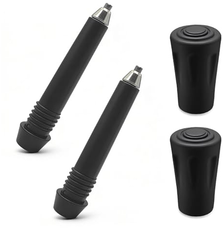 Set di punte da Trekking - 2 punte in carburo di tungsteno + 2 tappi in plastica, punte per bastoncini da trekking per asfalto, cuscinetti e punte per bastoncini da passeggio nordici, cuscinetti