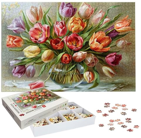 Puzzle 5000 Pièces Adultes, Puzzle Fleur pour Adulte et Enfants, Grand Puzzles Bois avec Boite, Jeu de Concentration pour Adultes, 5000 Pièces Puzzles Bouquet pour Noël Décoration Murale Cadeau H-3527