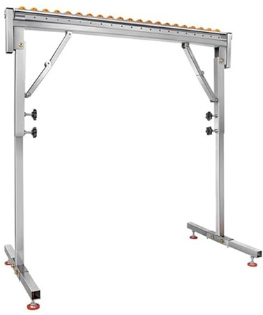 Supporto trasportatore regolabile con supporto a rulli con cuscinetti a sfera; perfetto per trasportatori leggeri, seghe da banco, seghe a nastro, piallatrici, trapani a pressa; stabilità resistente e