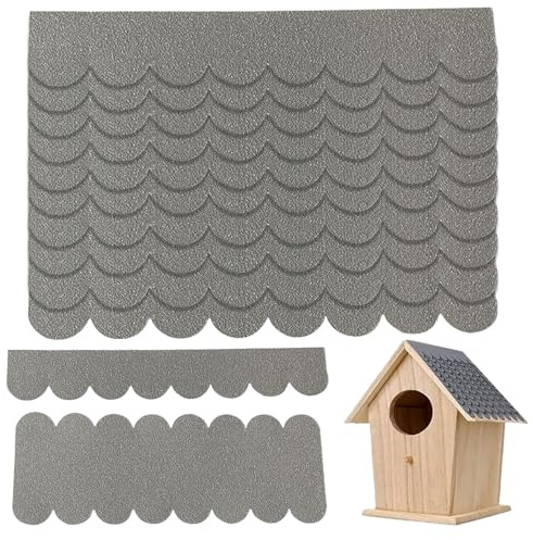 JDCMEI 32 Pezzi Piccole Coperture Tetti Adesive, Feltro per Tetti per Casette per Uccelli, Mini Tegole Feltro Autoadesivo per Tetti di Casette Nido Conigliere Cucce per Cani Tetti di Cassette Postali