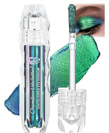 Kameleont ögonskugga – grön metallisk ögonskugga, flytande glitter flytande ögonskugga, skimrande högpigmenterad ögonskugga, långvarig och vattentät ögonmakeup, skimrande mjuk slät