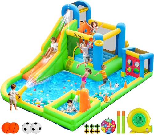 hüpfburg Outdoor mit gebläse 480 x 370 x 210 cm hüpfburgen Kinder aufblasbare hüpfburg draußen XXL Outdoor für Erwachsene groß hüpfburg mit rutsche geeignet für Kinder von 3 bis 12 Jahren