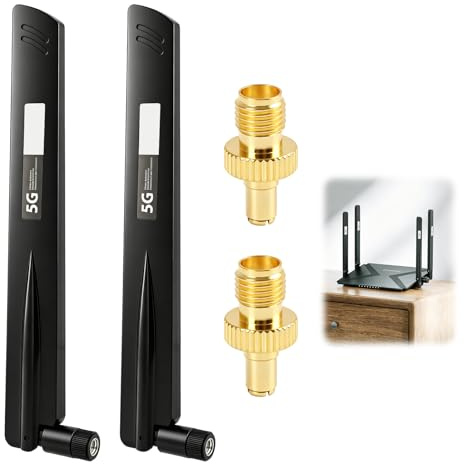 2 Piezas Antena 5G LTE 18DBI, Antena 5G Omnidireccional 18DBI para Red Móvil de 18 dBi 5G LTE Externa de Alta Ganancia 600-6000MHz con Conectores TS9, Compatible con Router, Módem, Puerta de Enlace