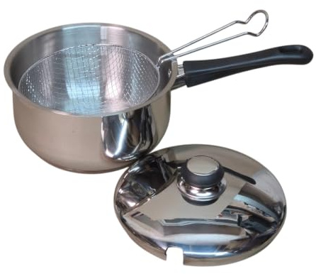 Cooksupreme Stainless Steel Chip Pan | Saucepan with Basket 22cm | Includes Frying Basket, Induction Compatible, Saucepan & Fryer, Stainless Steel Lid, All Hobs Suitable