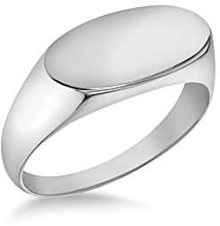 Tuscany Silver Damen Ring Rhodiniert Sterling Silber Oval Siegel - Größe L