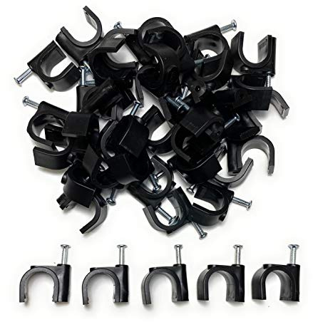 Kabelschellen Nagelschellen für Kabel 14mm, Schwarz 50 Stück