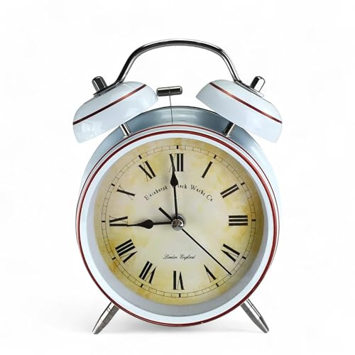 GMMH Retro Analog Wecker, Ohne Ticken, Tischuhr Nachttischuhr Doppelglockenwecker (14-6) Vintage Retro Nostalgie aus Metall, Antik Standuhr Schreibtischuhr Uhr Tischwecker mit Alarm, Weckuhr