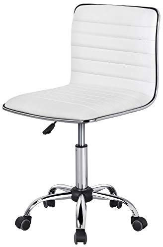 Yaheetech Bürostuhl Drehstuhl Chefsessel Kunstleder Schreibtischstuhl ergonomischer Bürodrehstuhl höhenverstellbar, für Home Office oder Büro Weiß