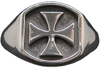 Bague Pour Homme en Argent Sterling Avec Croix Maltaise Estampillée 925