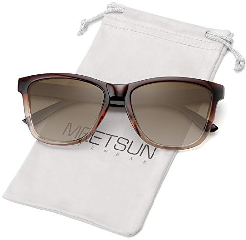MEETSUN Polarized Sunglasses for Women Men Classic Retro Designer Style (Ombre Brown Frame/Gradient Lens, 54)