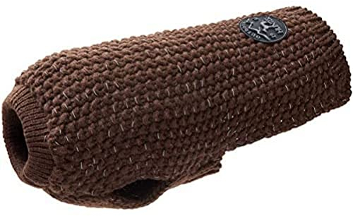 HUNTER Hundepullover FINJA, Farbe: braun, Warmer Strickpullover für kalte Tage, reflektierendes Garn für mehr Sichtbarkeit, weich & elastisch, komfortabel, waschbar bei 30°C, Größe: 35