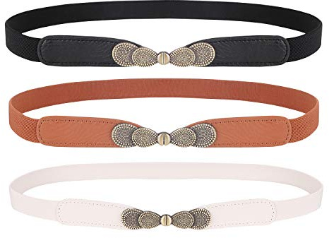 WERFORU Dünner elastischer Stretchgürtel für Damen für Kleider Retro Damen Vintage Dünne Taille Gürtel