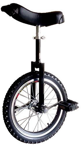 QWEASDF 16 , 18, 20 , 24 Einrad höhenverstellbar Sattelstütze Balance Radfahren Heimtrainer Fahrrad mit Skidproof Mountain Reifen + Einradständer für Anfänger und Profis Unisex,Schwarz,16“