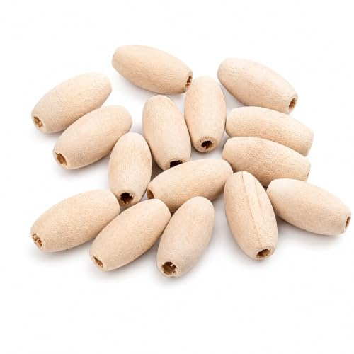 Perlin Holzperlen 20 mm Natur Oval 100 Stück zum Auffädeln DIY Schmuck | Großpackung mit 100 unbehandelten Bastelperlen und 3 mm Loch für Makramee Dekoration Schmuckdesign und kreative Handarbeit
