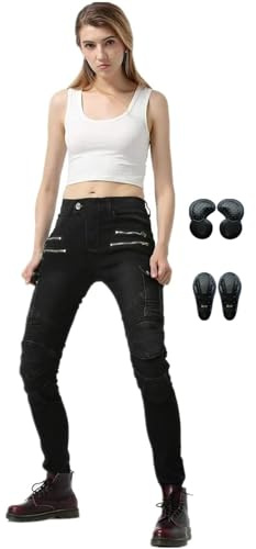 Motorradjeans, Motorradhosen Wasserdicht Motorradjeans Sportliche Motorrad Hose Mit Protektoren Motorradhose (black,S)