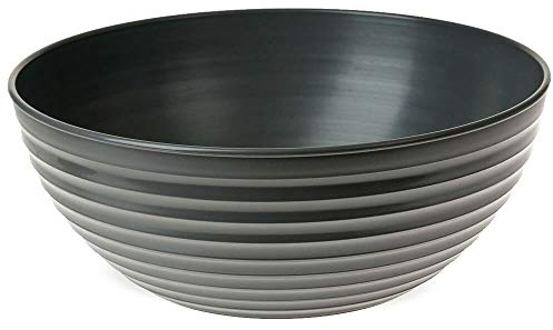 matches21 - Maceta de plástico reciclado resistente a las heladas, color gris oscuro, agujeros de suelo preperforados para interior y exterior, 1 unidad, diámetro de 33 x 13 cm