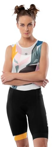SIROKO - Cuissard Vélo pour Femme BX Jungle - L - Noir/Blanc/Vert