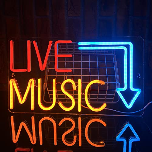 PILOYINDE Letrero de neón con música en vivo, letrero de neón personalizado, decoración de escena musical, luces de neón para dormitorio, letrero LED USB, bar, dormitorio, concierto, fiesta