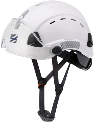 Hard Hats Construction Safety Helmet, LOHASTAR Adjustable Vented Work Helmet ANSI Z89.1 Approved OSHA Hard Hat for Industrial Construction(A3 White Clear)