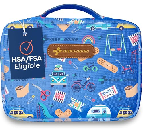 KeepGoing Large Home First Aid Kit for Kids – 270 Pc. for Car, Home, Dorm, & Boat with Latex-Free Bandages – 10 x 7 x 3.5 in. Travel First Aid Kit (Signature)