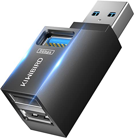 KiWiBiRD Hub USB mini, Multi porte 1x USB 3.0 2X USB 2.0, Multipla presa adattatore sdoppiatore ricarica splitter ciabatta per PC MacBook compatibile con chiavetta stampante tastiera mouse cuffie