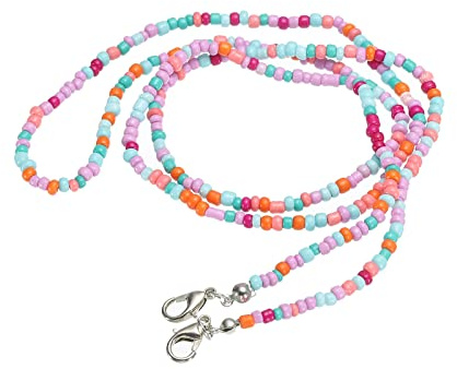 sourcing map Brillenglas Kette 29 Rund Hals Brillenhalterung Kette Rosa | Perlen Sonnenbrille Riemen Halterung, Hut Riemen Schlüsselband