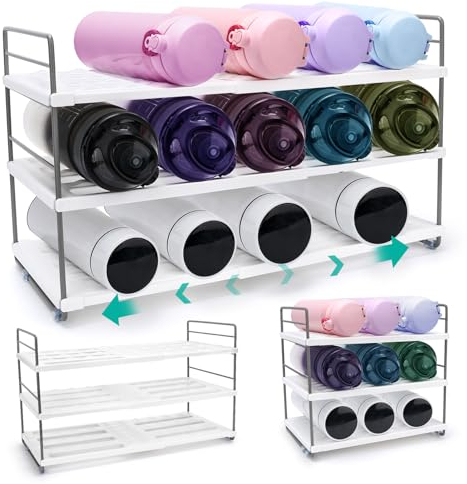 Flaschenregal, Flaschenhalter Kühlschrank, Flaschenregal Stapelbar, Flaschenregal Kühlschrank, Weinregal Stapelbar, Erweiterbarer Wasserflaschen-Organisator 10.6-16.5 für Küche,Kühlschrank,Schränke