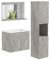 kleankin Conjunto de Muebles de Baño de Pared 3 Piezas Incluye Espejo Armario con Lavabo Cerámico y Columna Auxiliar de Baño Estilo Moderno Gris