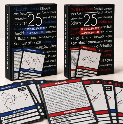 25 Trainingskarten Stangenübungen und Springübungen