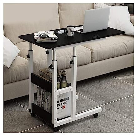 POCHY Betttische Überbetttisch, Stahlrahmen, anhebbarer Computertisch, rollender Laptoptisch mit Rollen, Beistelltisch, Verstellbarer mobiler Stehschreibtisch luxuriös