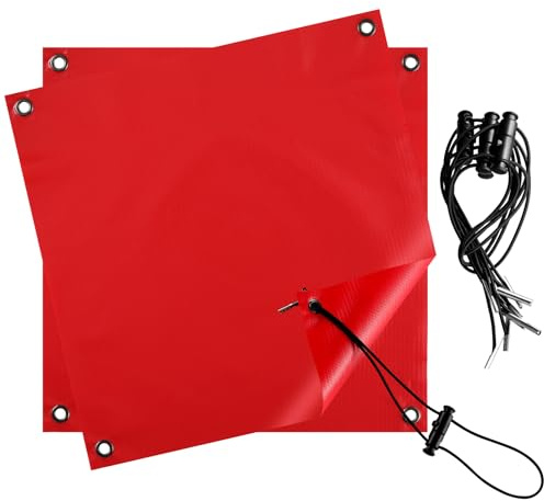 Pack of 2 Warning Flags Red Flag Extra Length with 8 Luggage Straps for Warning Sign and Double-Head Press Buckle Warning Flag for Transport Bicycle Carrier Caravan Warning Flags for Overhanging Loads