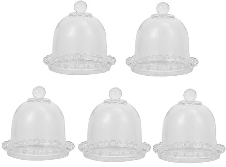 Zerodeko 5St Tortendeckel aus Glas tortenst?nder sü?igkeiten Glocke tortenglocke burger dome küchenhaube dessert Glocke Kuchen Kuppel Tablett schmücken Butterdose