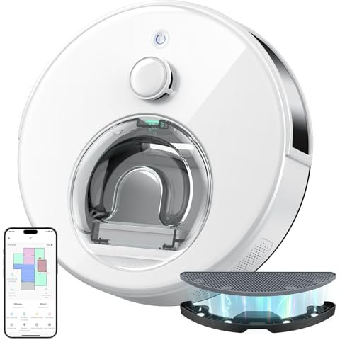 OKP L7 Robot Aspirapolvere con LiDAR DToF, 6000Pa Aspirazione, Autonomia 150 Min, Mappatura Intelligente, Anti-Groviglio, Controllo App/WiFi, Zone No-Go, Ideale per Peli di Animali e Pavimenti Duri