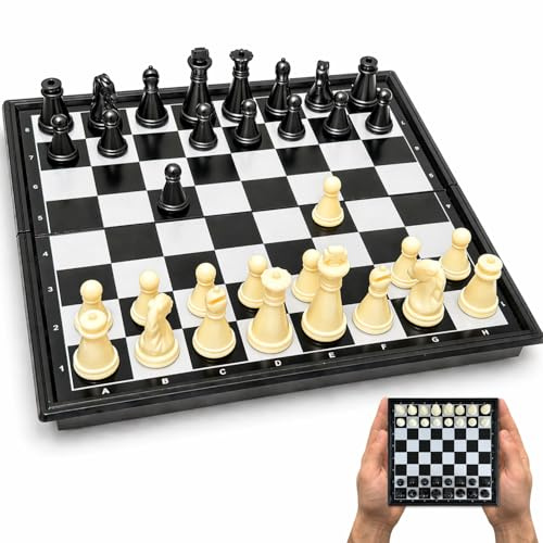 Reseschackset magnetiskt bärbart vikbart schackbräde (X-Small / 5,9 tum)